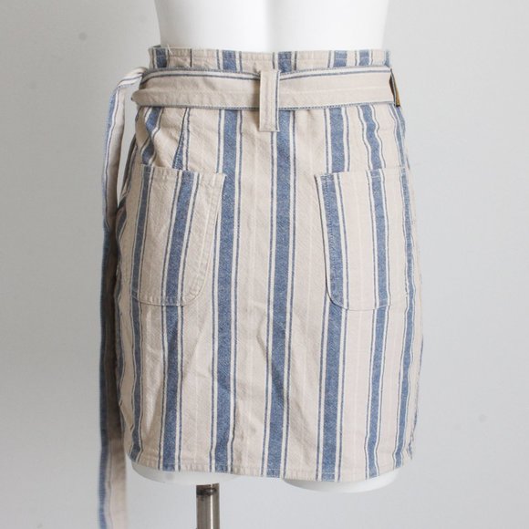 Armani Jeans Wrap Skirt Cotton Ramie Linen Blend Striped - Picture 3 of 8